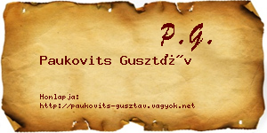 Paukovits Gusztáv névjegykártya